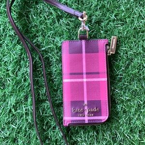 KATE SPADE Staci Black Leather Card Case Lanyard WLR00139 $99